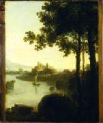 Richard Wilson River Scene with Castle, Spain oil painting artist